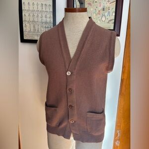 VINTAGE: Minimalist Wool? Knit Vest *SZ. S/M (BROWN DUSTY MAUVE)